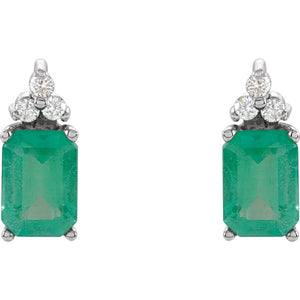 Genuine Emerald & Diamond Earrings