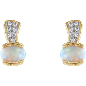 Gemstone Fashion, Earrings, Gemstone Earrings, Cabochon, 14K Yellow