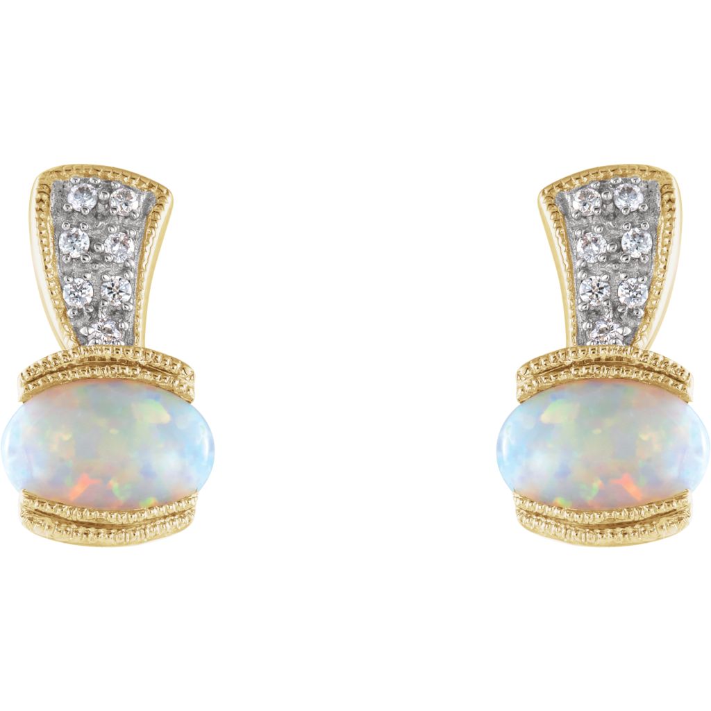 Gemstone Fashion, Earrings, Gemstone Earrings, Cabochon, 14K Yellow
