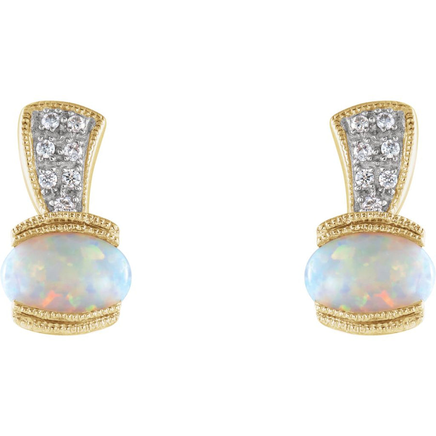 Gemstone Fashion, Earrings, Gemstone Earrings, Cabochon, 14K Yellow