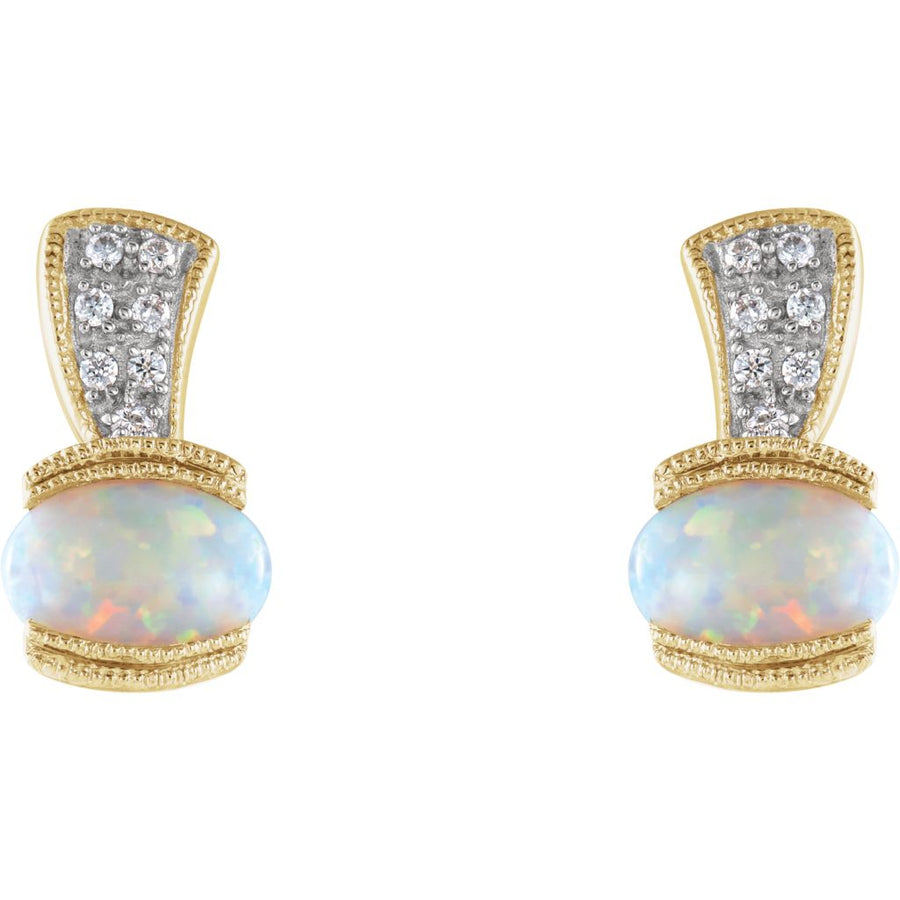 Gemstone Fashion, Earrings, Gemstone Earrings, Cabochon, 14K Yellow